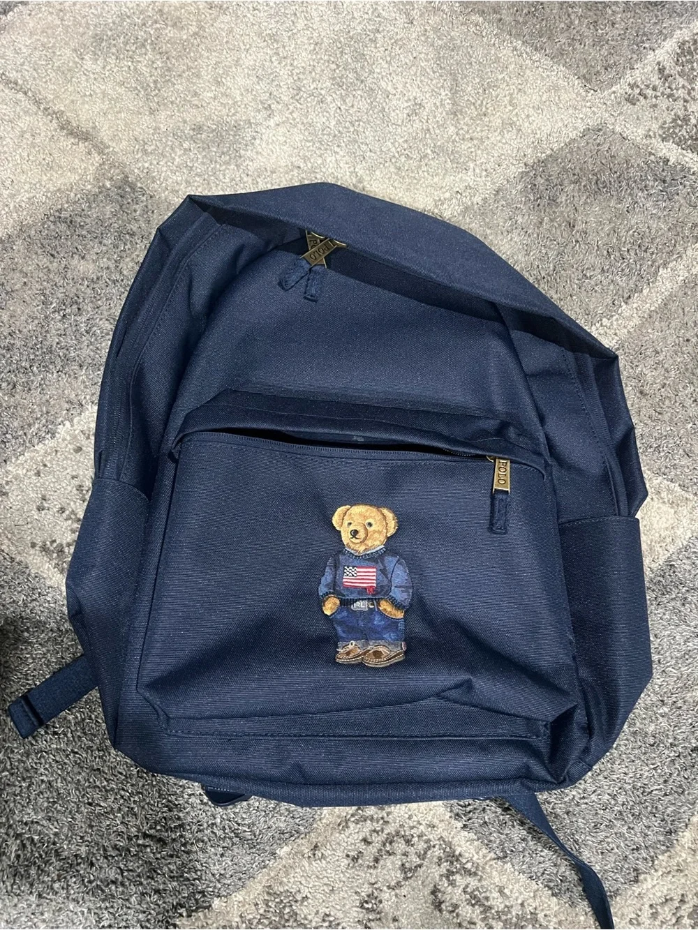 Polo Bear Backpack Navy Embroidered Backpack